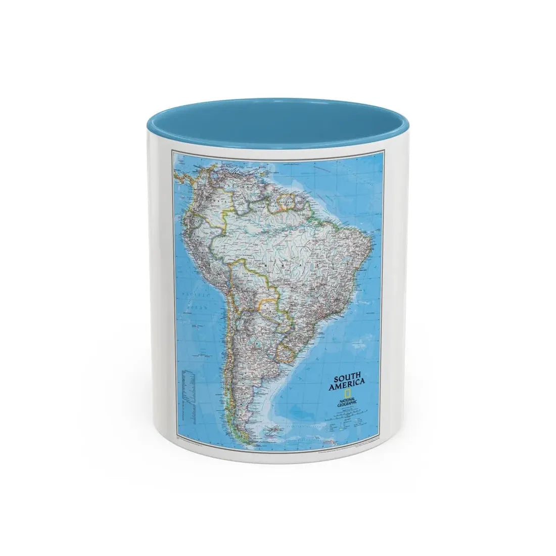 South America (2007) (Map) Accent Coffee Mug 11oz Light Blue - Go Mug Yourself