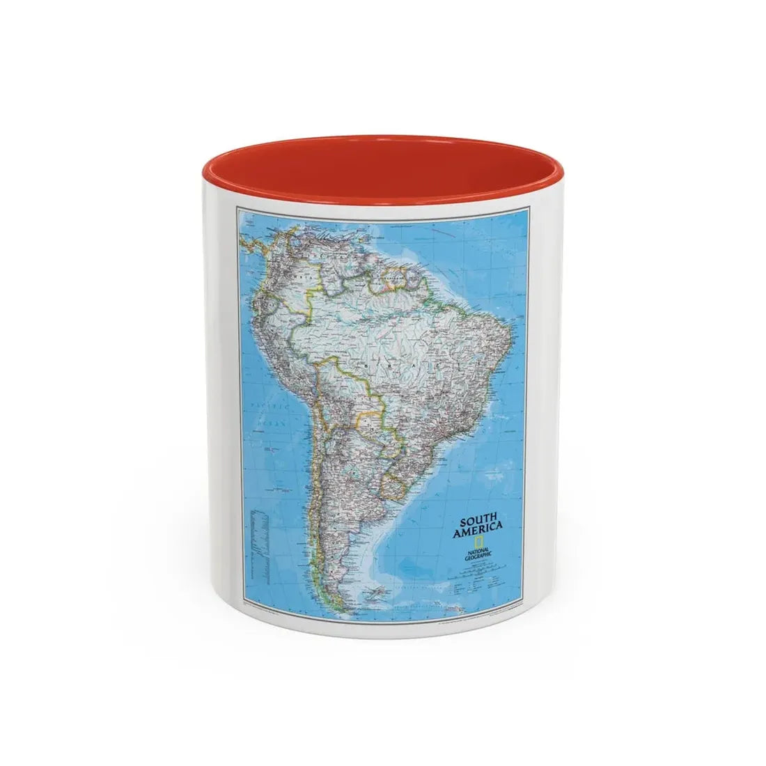 South America (2007) (Map) Accent Coffee Mug 11oz Red - Go Mug Yourself