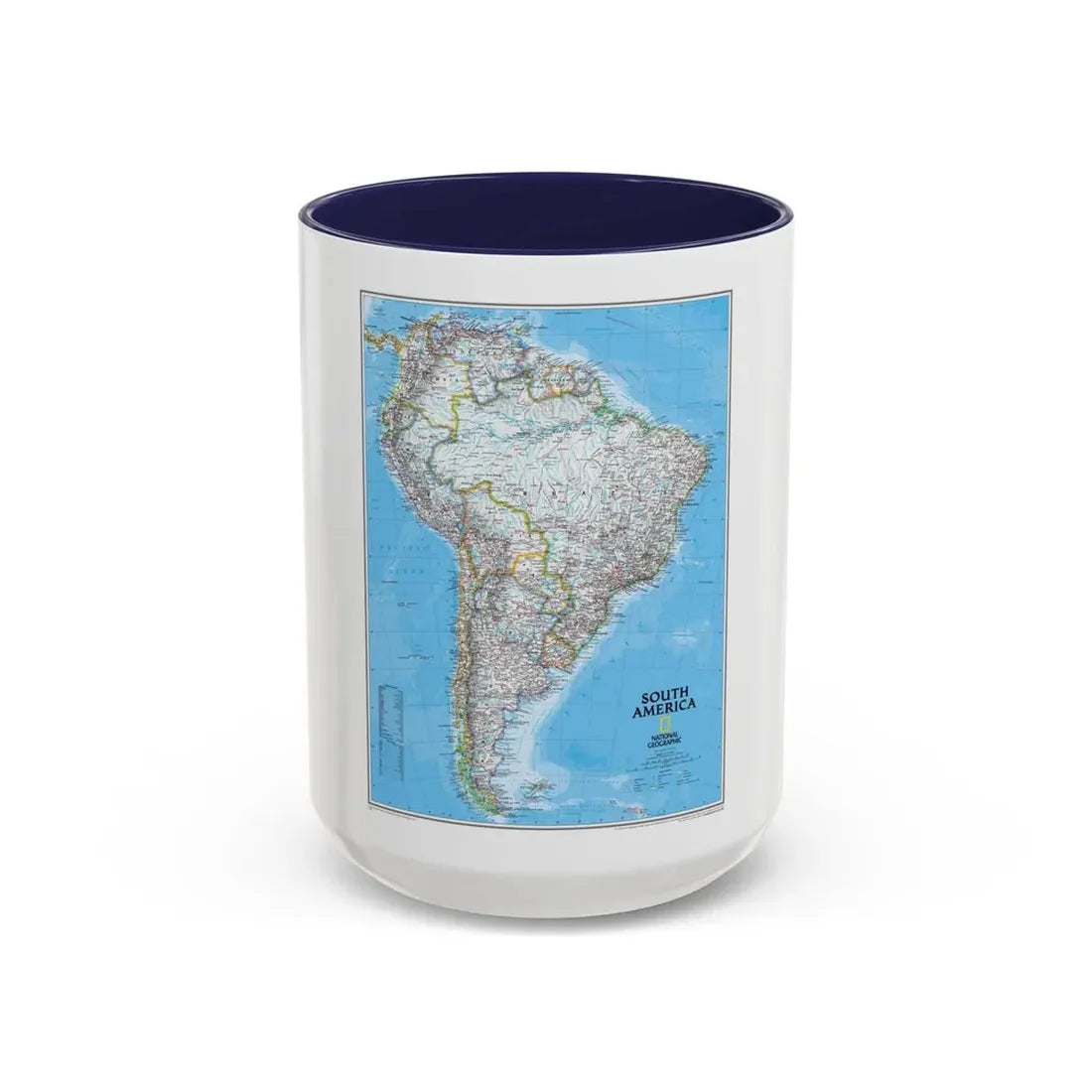 South America (2007) (Map) Accent Coffee Mug 15oz Navy - Go Mug Yourself