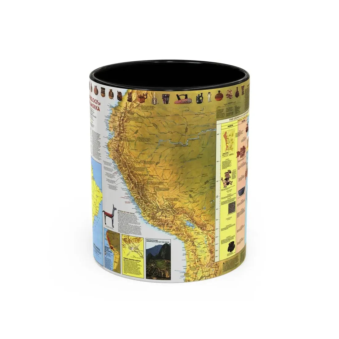 South America - Archaeology (1982) (Map) Accent Coffee Mug 11oz Black - Go Mug Yourself