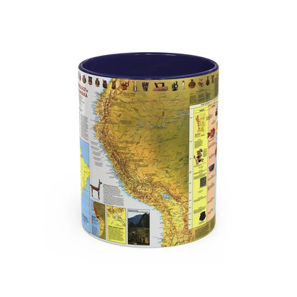 South America - Archaeology (1982) (Map) Accent Coffee Mug 11oz Navy - Go Mug Yourself