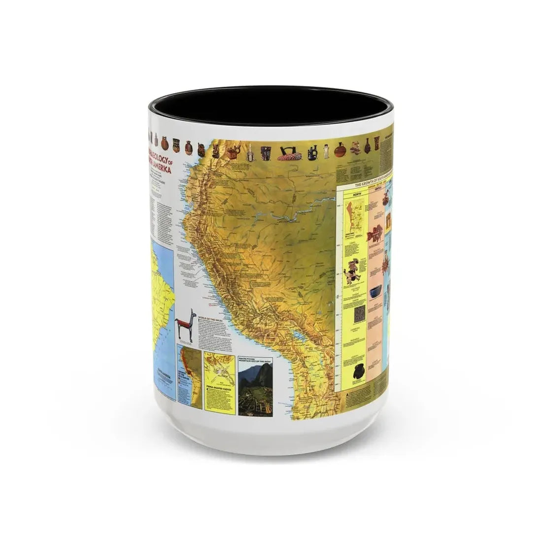 South America - Archaeology (1982) (Map) Accent Coffee Mug 15oz Black - Go Mug Yourself
