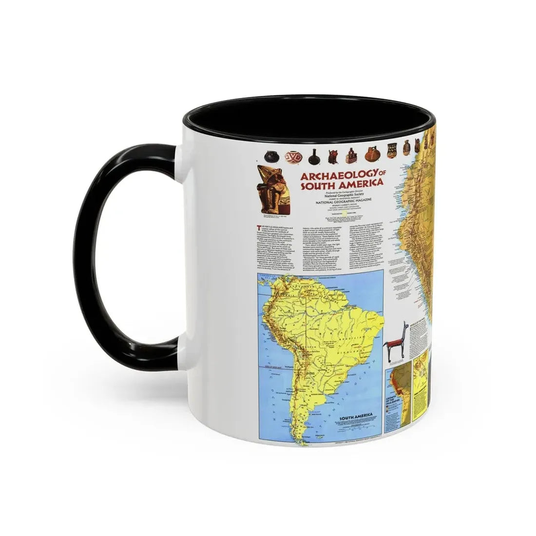South America - Archaeology (1982) (Map) Accent Coffee Mug - Go Mug Yourself