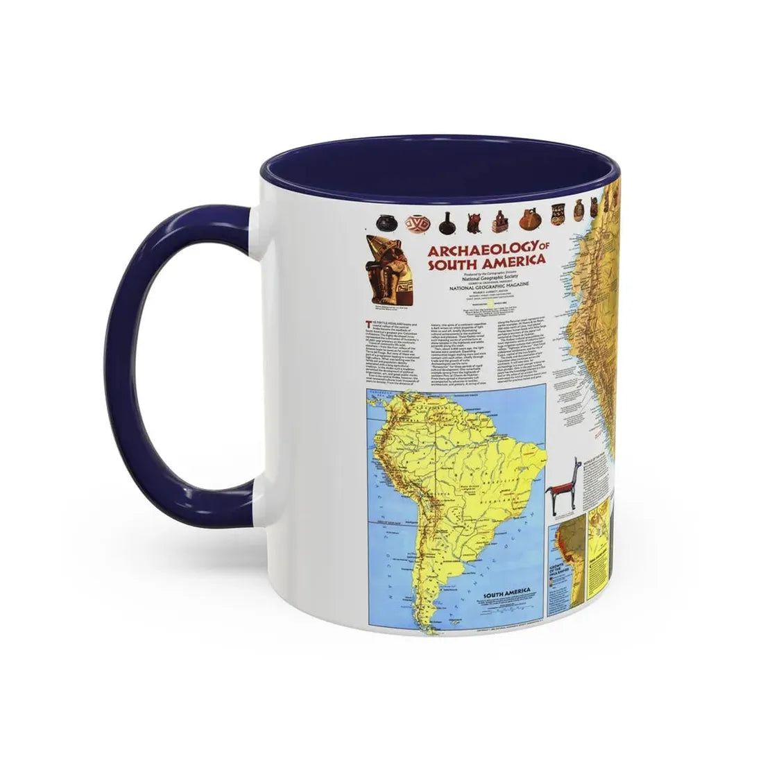 South America - Archaeology (1982) (Map) Accent Coffee Mug - Go Mug Yourself
