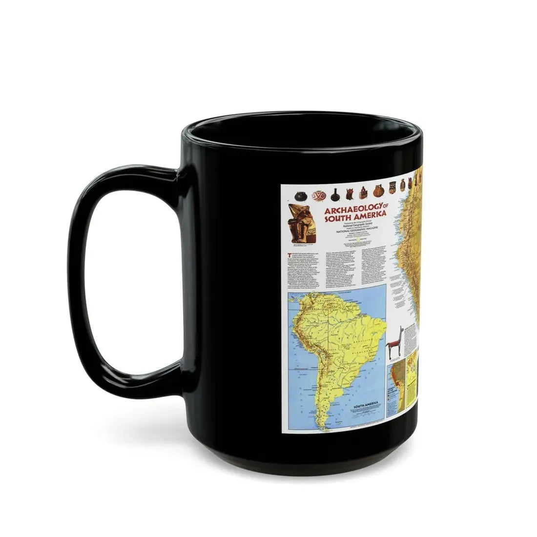 South America - Archaeology (1982) (Map) Black Coffee Mug - Go Mug Yourself