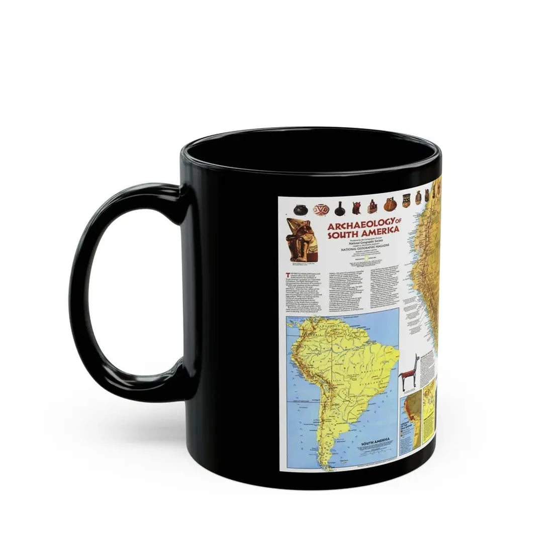 South America - Archaeology (1982) (Map) Black Coffee Mug - Go Mug Yourself