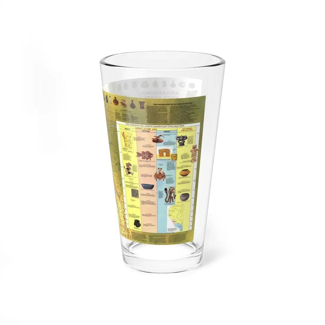South America - Archaeology (1982) (Map) Pint Glass 16oz - Go Mug Yourself