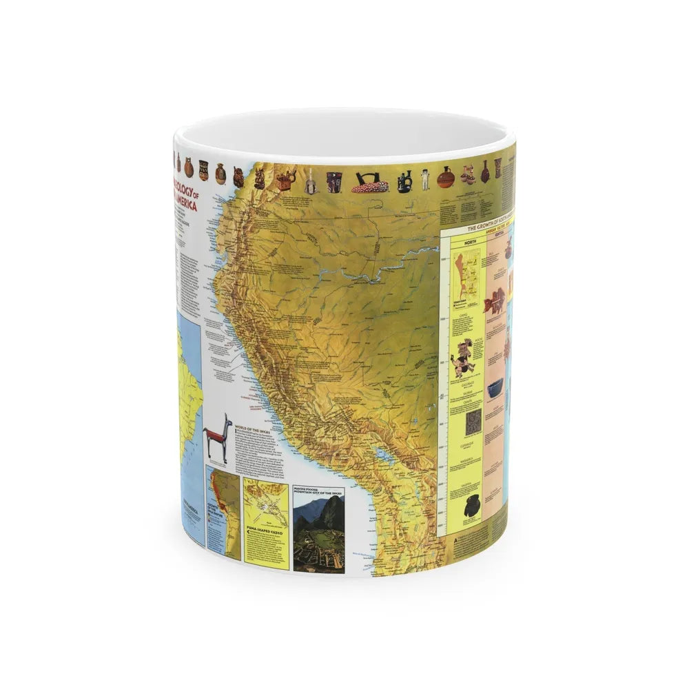 South America - Archaeology (1982) (Map) White Coffee Mug-11oz-Go Mug Yourself