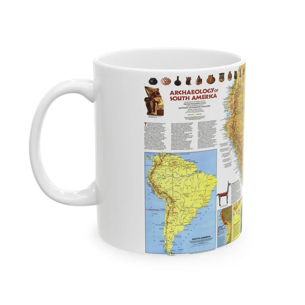 South America - Archaeology (1982) (Map) White Coffee Mug-Go Mug Yourself