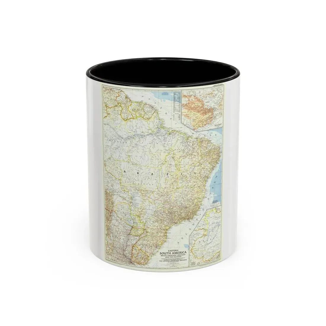 South America - Eastern (1955) (Map) Accent Coffee Mug 11oz Black - Go Mug Yourself