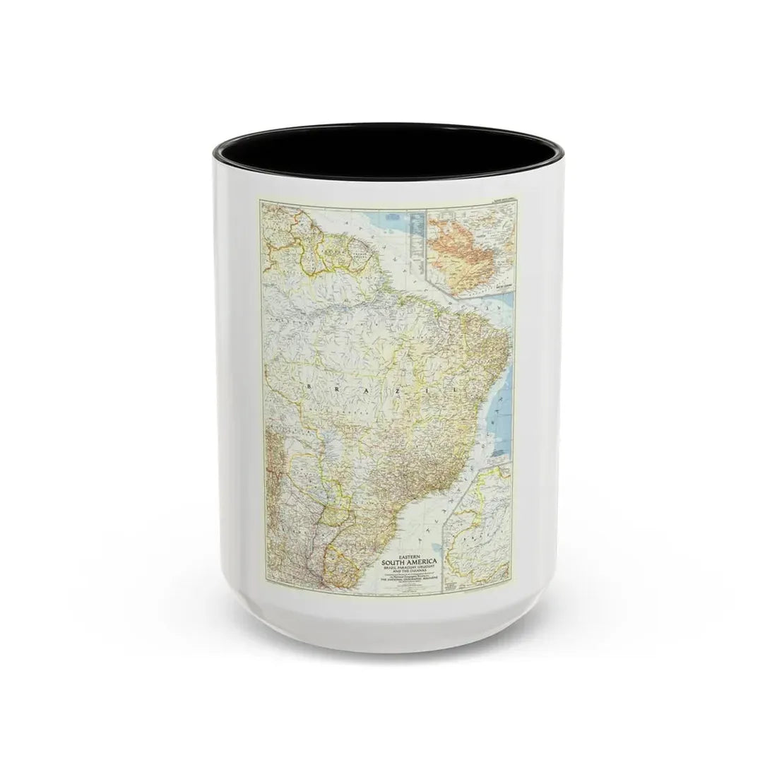 South America - Eastern (1955) (Map) Accent Coffee Mug 15oz Black - Go Mug Yourself