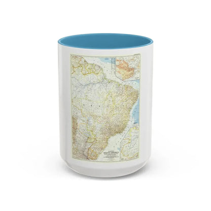 South America - Eastern (1955) (Map) Accent Coffee Mug 15oz Light Blue - Go Mug Yourself