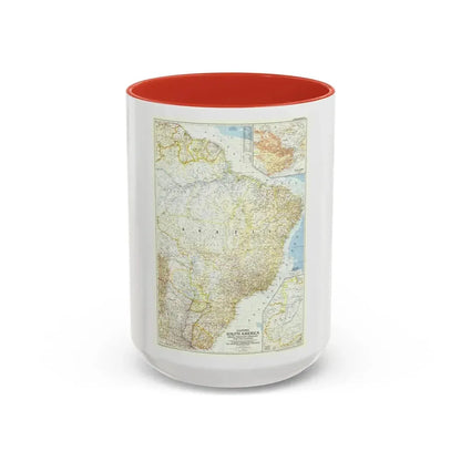 South America - Eastern (1955) (Map) Accent Coffee Mug 15oz Red - Go Mug Yourself