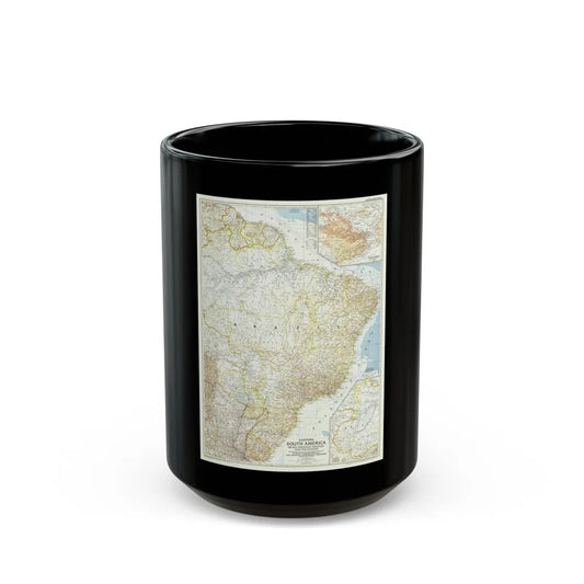 South America - Eastern (1955) (Map) Black Coffee Mug-15oz-Go Mug Yourself