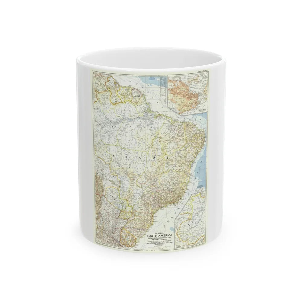 South America - Eastern (1955) (Map) White Coffee Mug-11oz-Go Mug Yourself