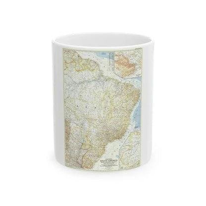 South America - Eastern (1955) (Map) White Coffee Mug 11oz - Go Mug Yourself