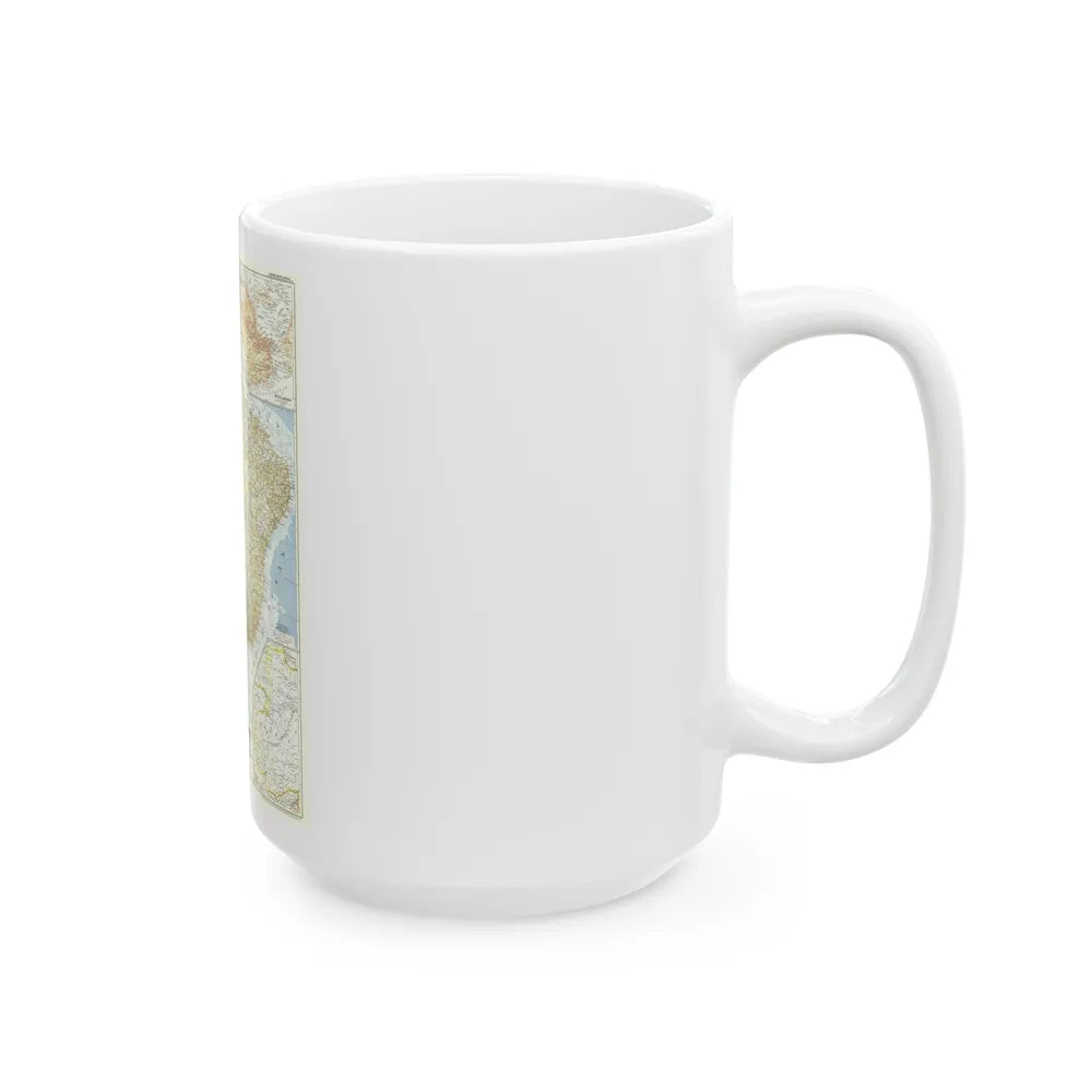 South America - Eastern (1955) (Map) White Coffee Mug-Go Mug Yourself