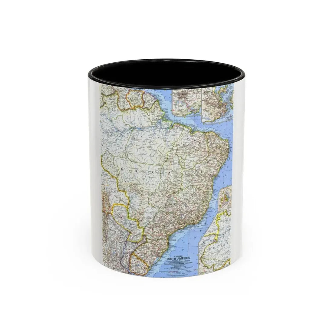 South America - Eastern (1962) (Map) Accent Coffee Mug 11oz Black - Go Mug Yourself