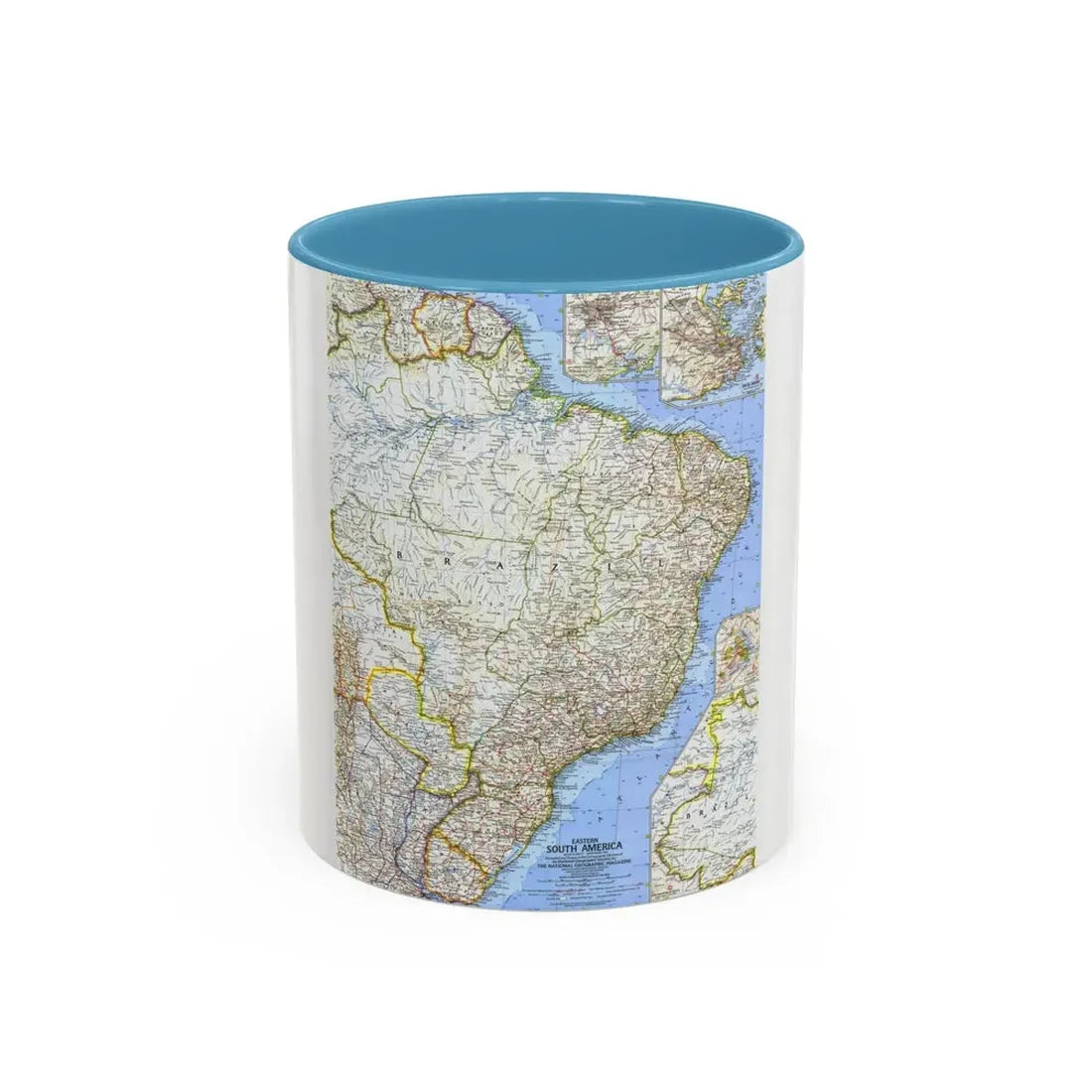 South America - Eastern (1962) (Map) Accent Coffee Mug 11oz Light Blue - Go Mug Yourself