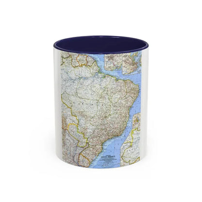 South America - Eastern (1962) (Map) Accent Coffee Mug 11oz Navy - Go Mug Yourself