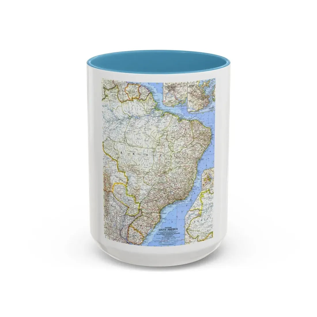 South America - Eastern (1962) (Map) Accent Coffee Mug 15oz Light Blue - Go Mug Yourself