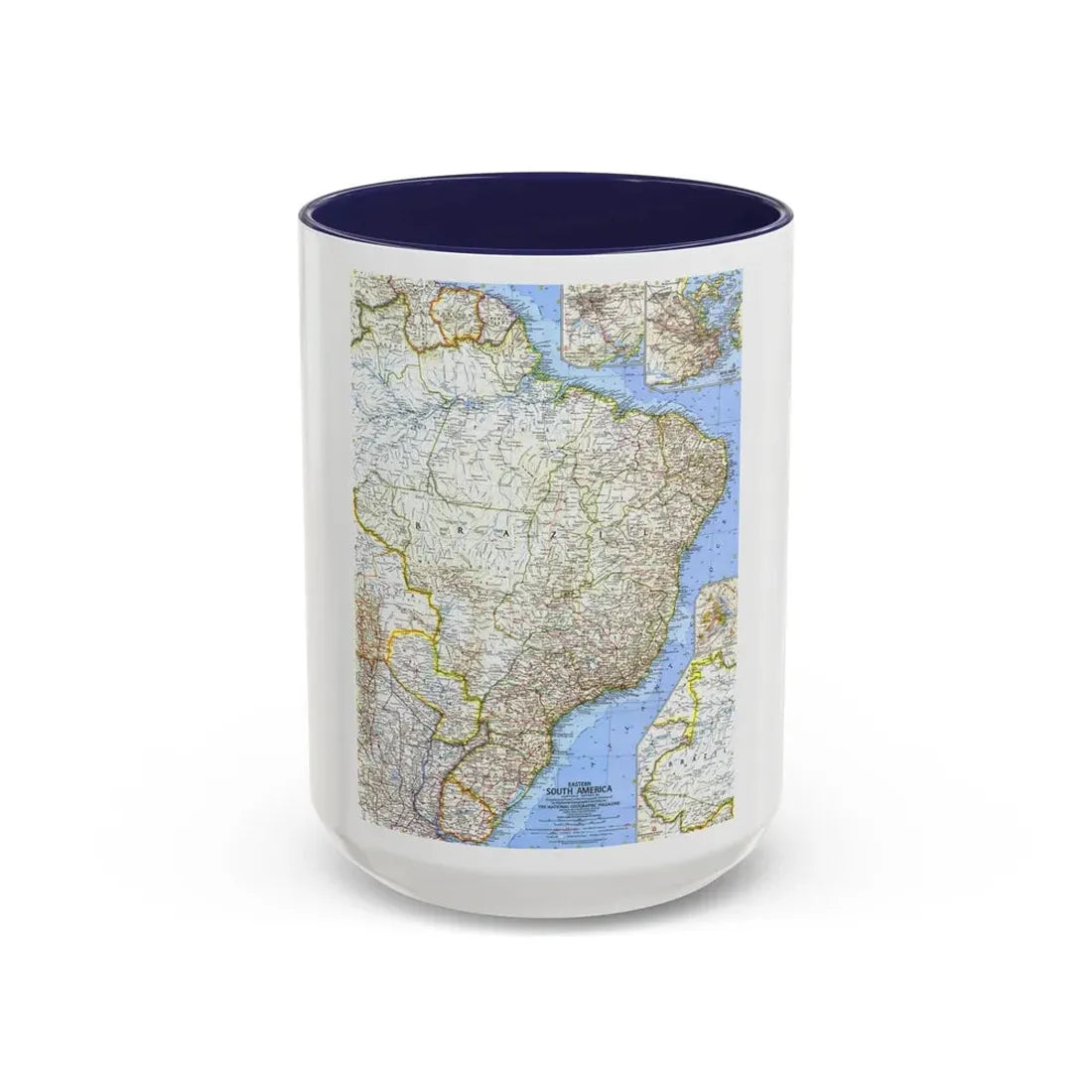South America - Eastern (1962) (Map) Accent Coffee Mug 15oz Navy - Go Mug Yourself
