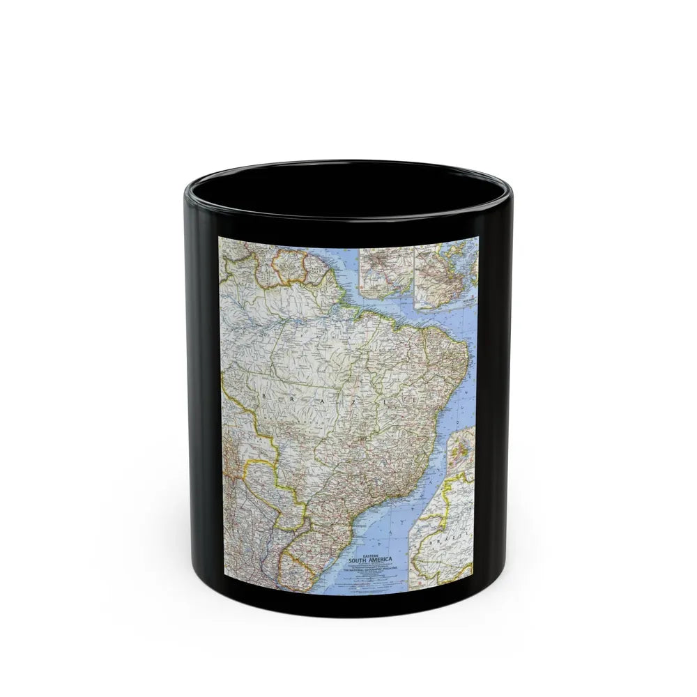 South America - Eastern (1962) (Map) Black Coffee Mug-11oz-Go Mug Yourself