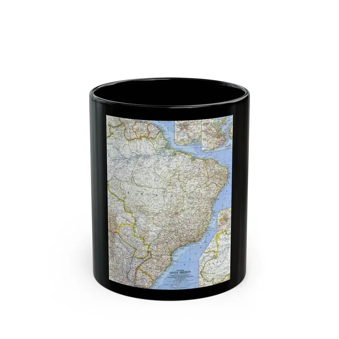 South America - Eastern (1962) (Map) Black Coffee Mug 11oz - Go Mug Yourself