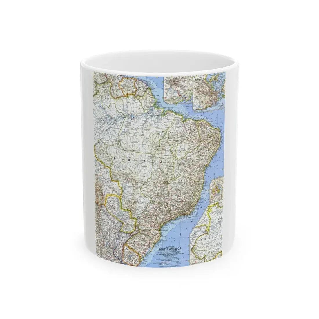 South America - Eastern (1962) (Map) White Coffee Mug 11oz - Go Mug Yourself