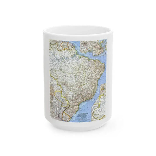 South America - Eastern (1962) (Map) White Coffee Mug 15oz - Go Mug Yourself