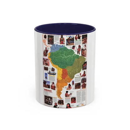 South America - Indians of (1982) (Map) Accent Coffee Mug 11oz Navy - Go Mug Yourself