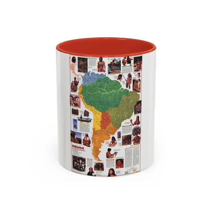 South America - Indians of (1982) (Map) Accent Coffee Mug 11oz Red - Go Mug Yourself