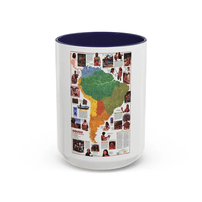 South America - Indians of (1982) (Map) Accent Coffee Mug 15oz Navy - Go Mug Yourself