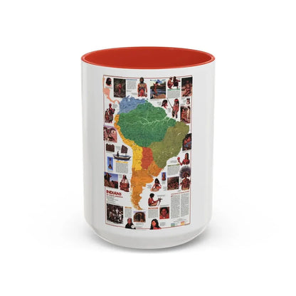 South America - Indians of (1982) (Map) Accent Coffee Mug 15oz Red - Go Mug Yourself