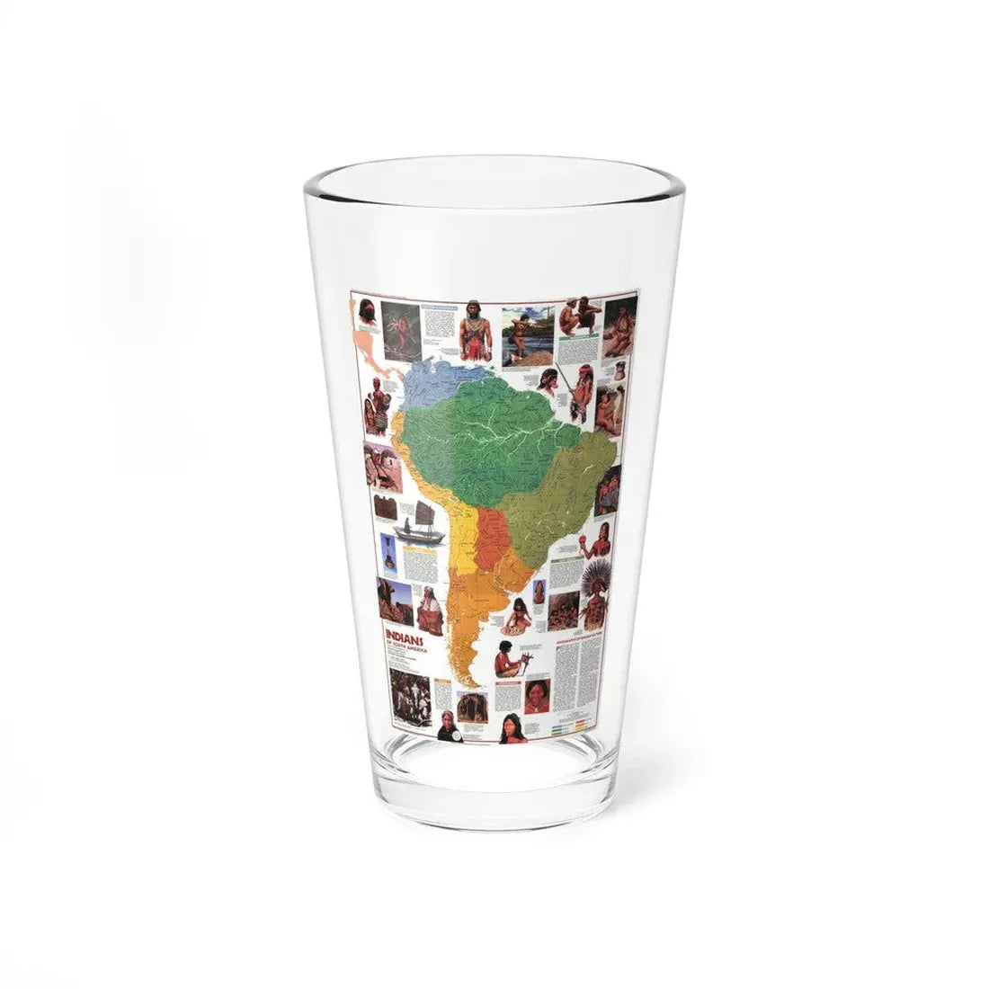 South America - Indians of (1982) (Map) Pint Glass 16oz 16oz - Go Mug Yourself