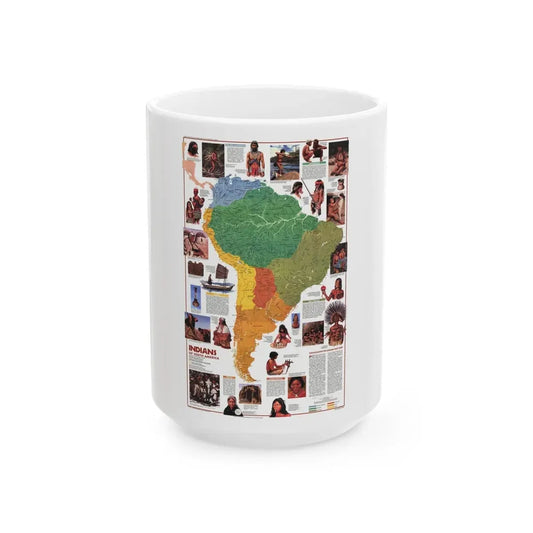 South America - Indians of (1982) (Map) White Coffee Mug 15oz - Go Mug Yourself