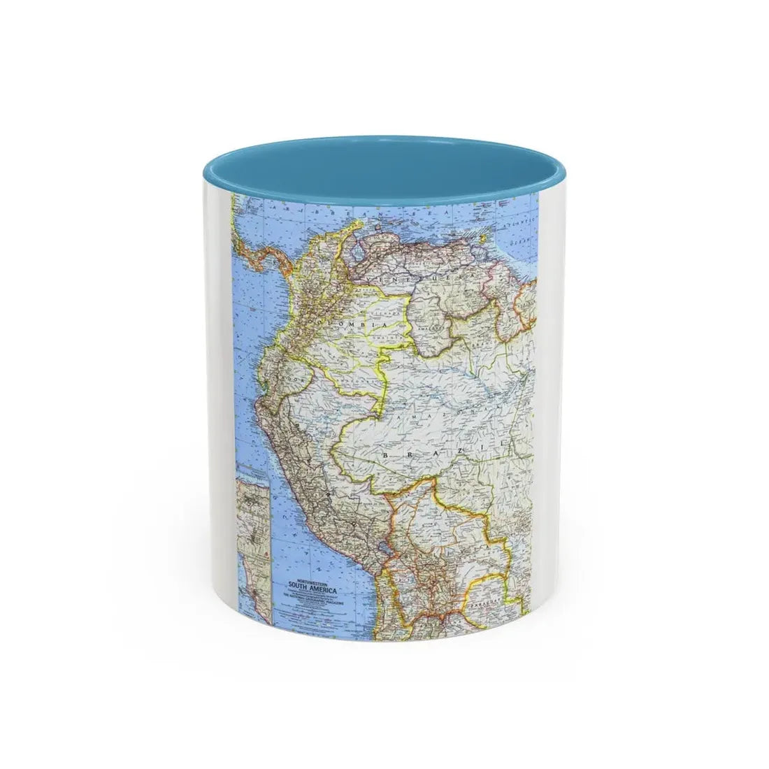 South America - Northwestern (1964) (Map) Accent Coffee Mug 11oz Light Blue - Go Mug Yourself