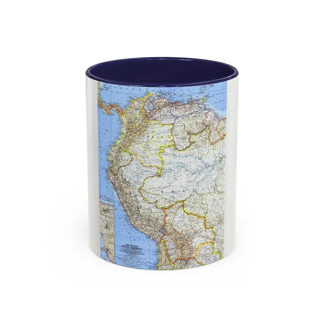 South America - Northwestern (1964) (Map) Accent Coffee Mug 11oz Navy - Go Mug Yourself
