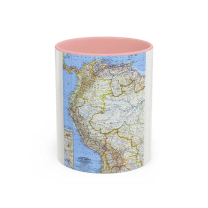 South America - Northwestern (1964) (Map) Accent Coffee Mug 11oz Pink - Go Mug Yourself