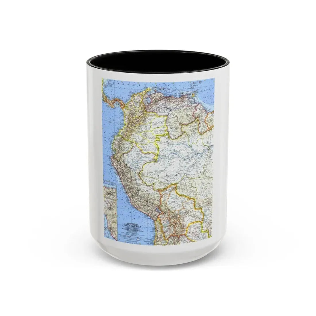 South America - Northwestern (1964) (Map) Accent Coffee Mug 15oz Black - Go Mug Yourself