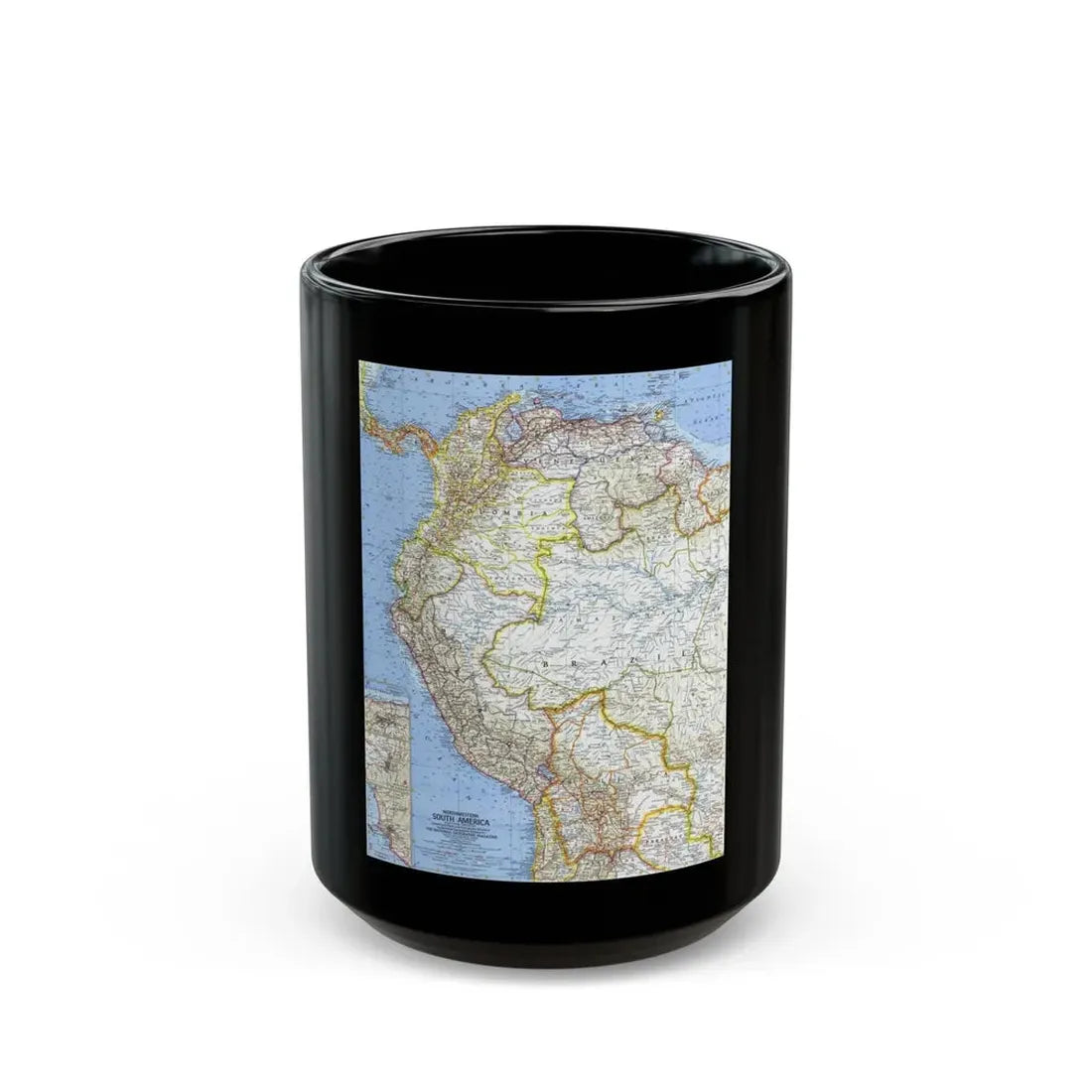 South America - Northwestern (1964) (Map) Black Coffee Mug 15oz - Go Mug Yourself