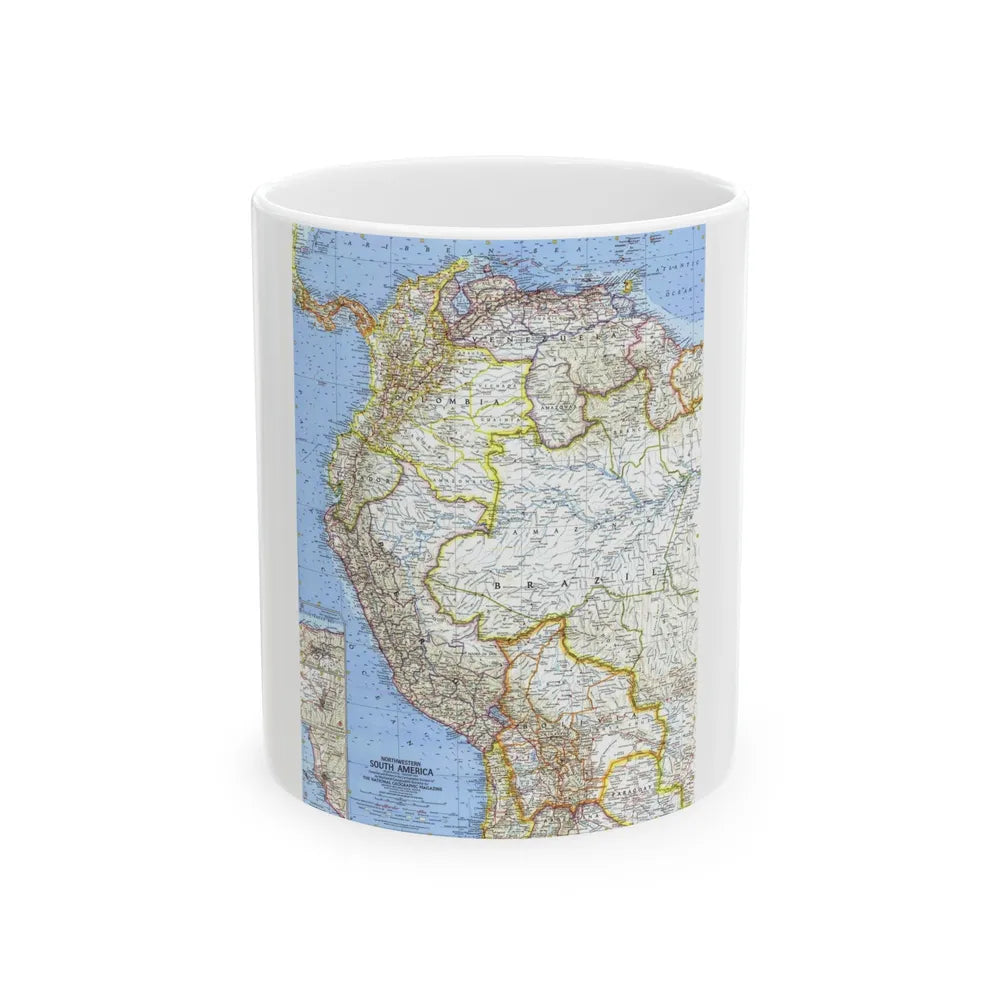 South America - Northwestern (1964) (Map) White Coffee Mug-11oz-Go Mug Yourself