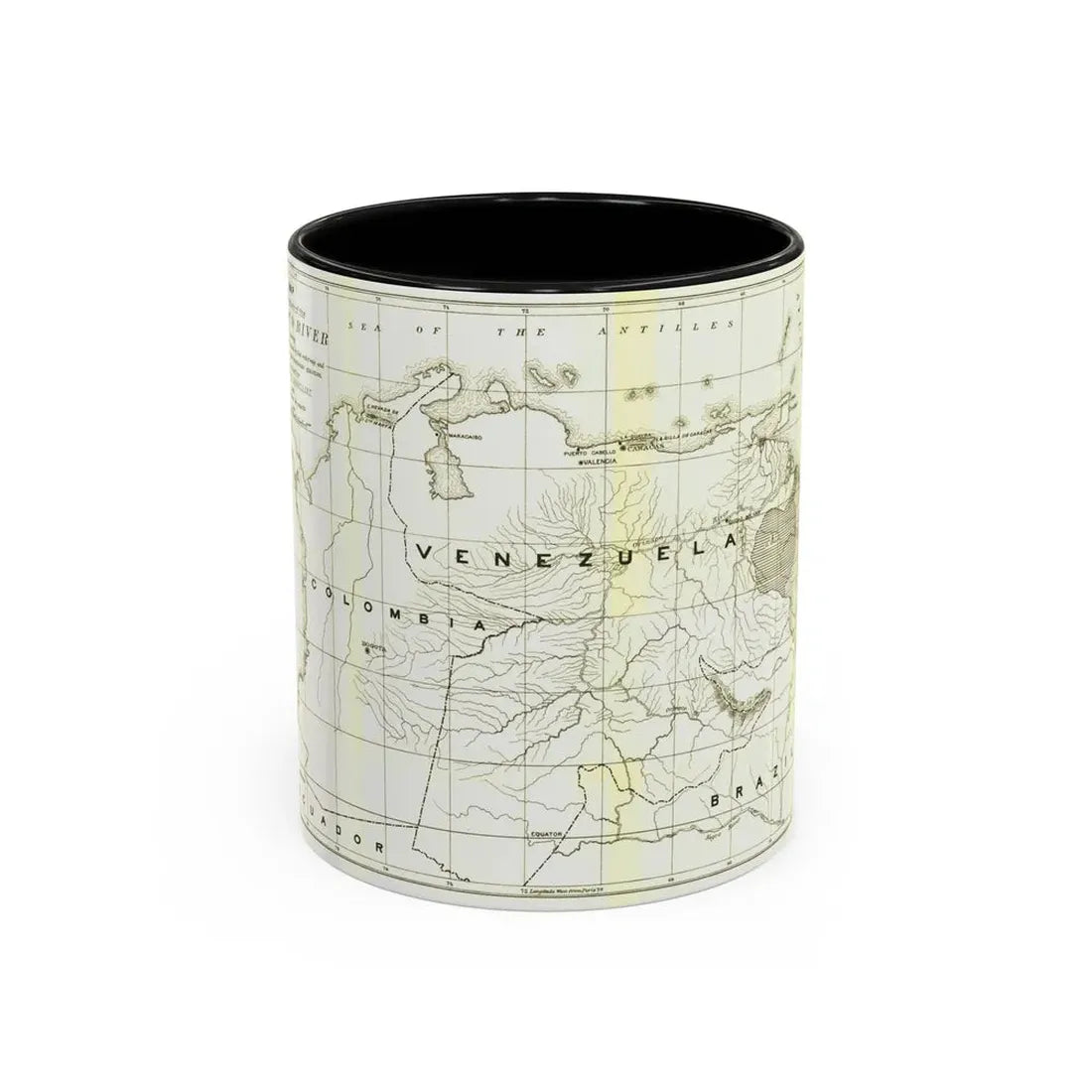 South America - Orinoco River (1896 (Map) Accent Coffee Mug 11oz Black - Go Mug Yourself