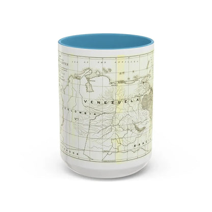 South America - Orinoco River (1896 (Map) Accent Coffee Mug 15oz Light Blue - Go Mug Yourself
