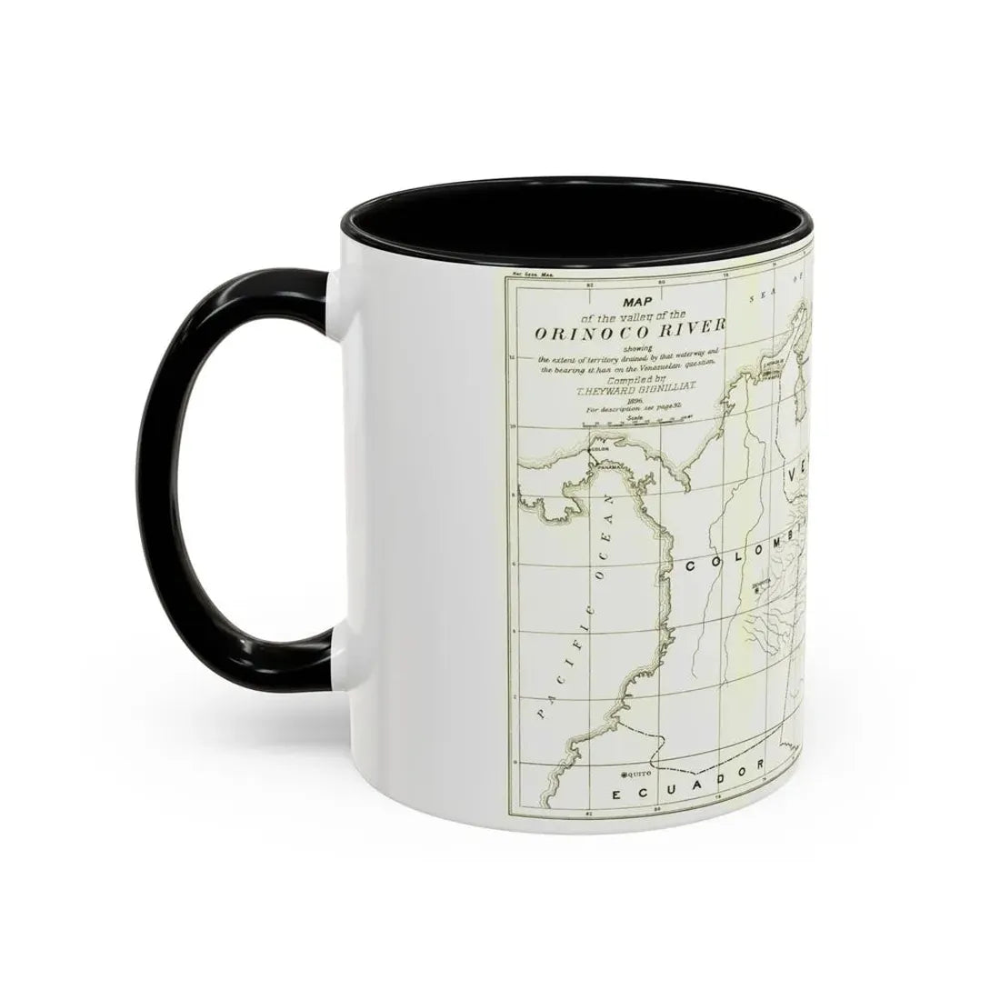 South America - Orinoco River (1896 (Map) Accent Coffee Mug - Go Mug Yourself