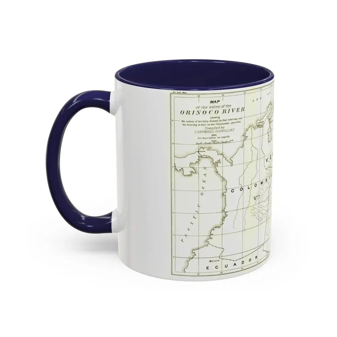 South America - Orinoco River (1896 (Map) Accent Coffee Mug - Go Mug Yourself