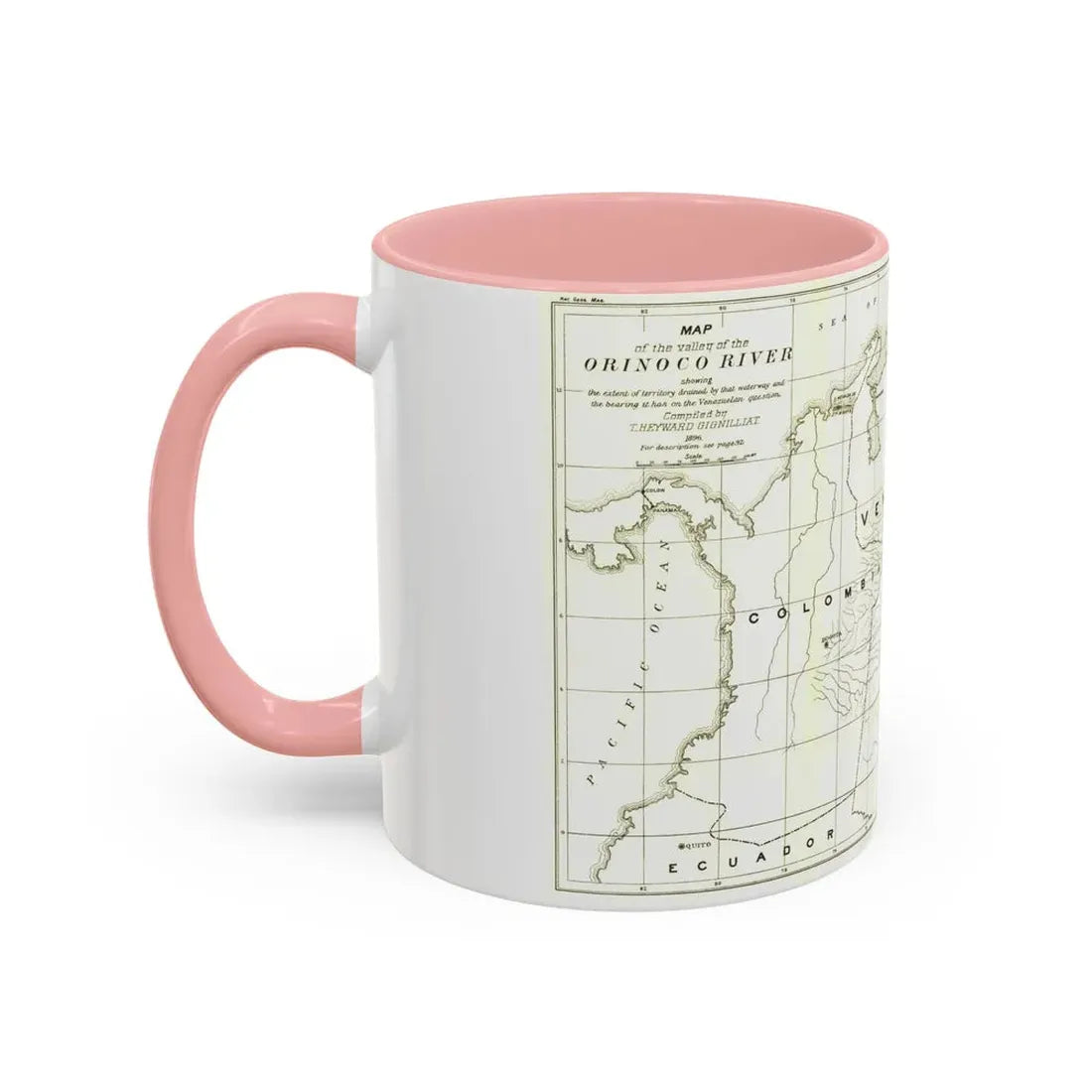 South America - Orinoco River (1896 (Map) Accent Coffee Mug - Go Mug Yourself