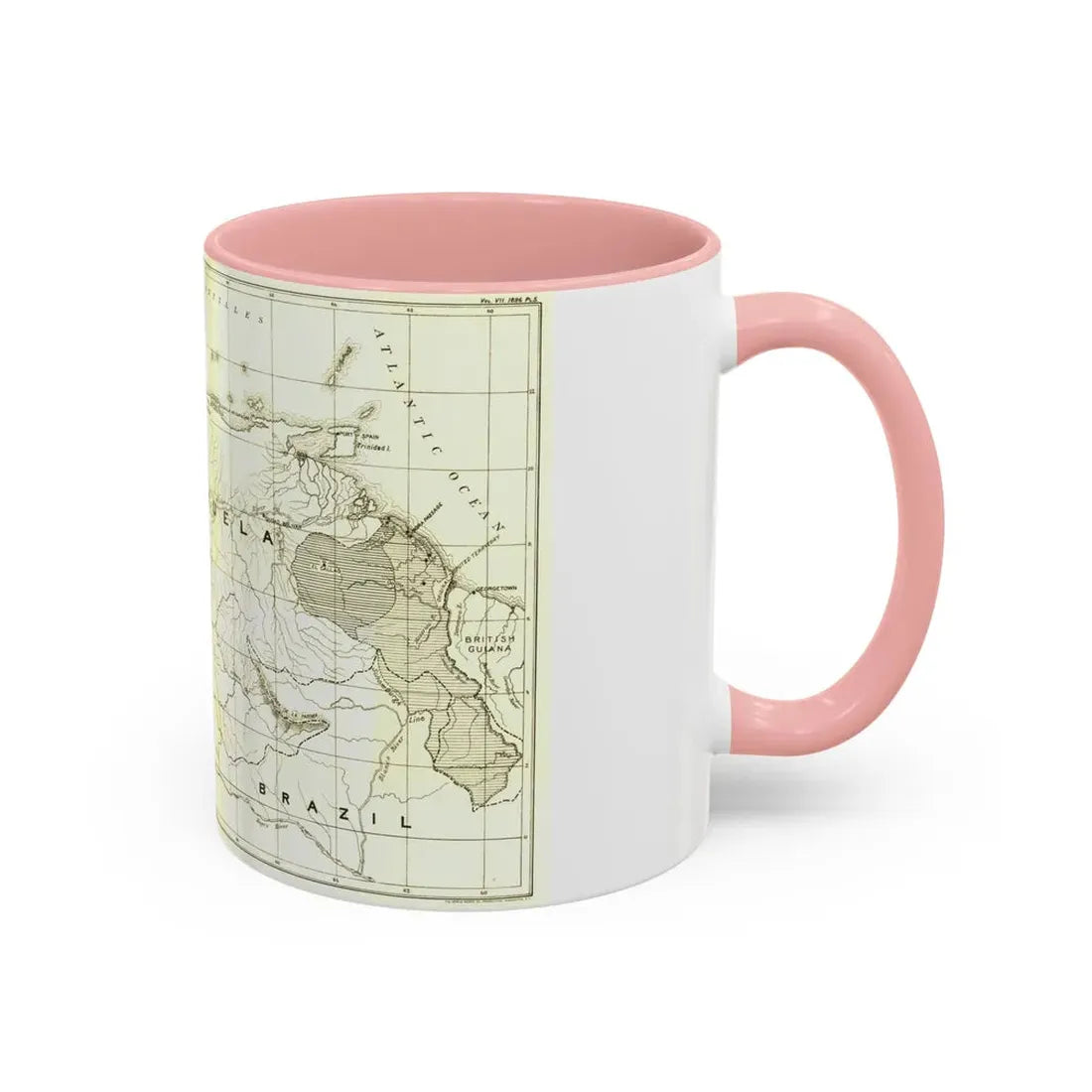 South America - Orinoco River (1896 (Map) Accent Coffee Mug - Go Mug Yourself