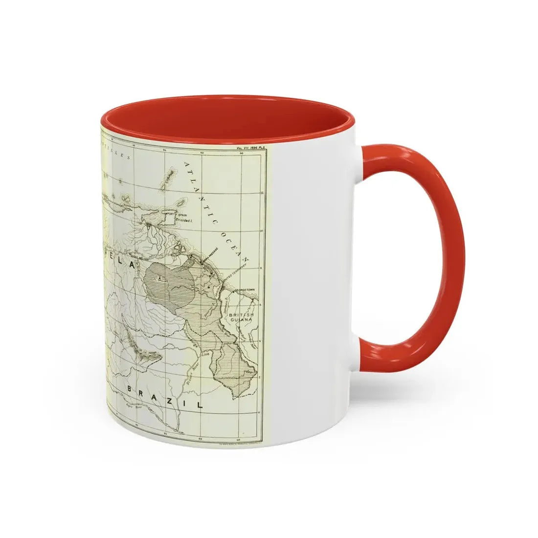 South America - Orinoco River (1896 (Map) Accent Coffee Mug - Go Mug Yourself