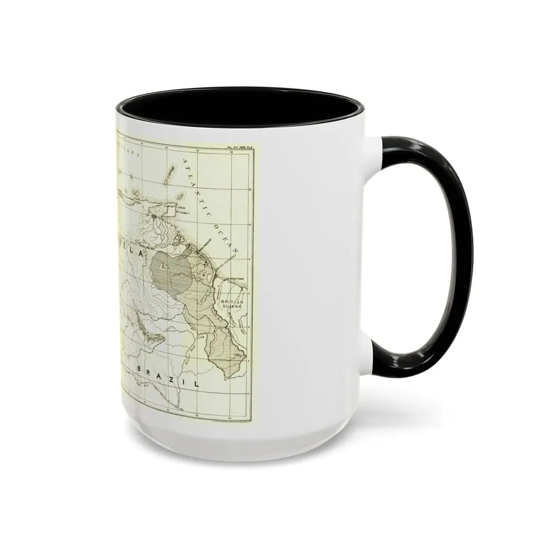 South America - Orinoco River (1896 (Map) Accent Coffee Mug - Go Mug Yourself